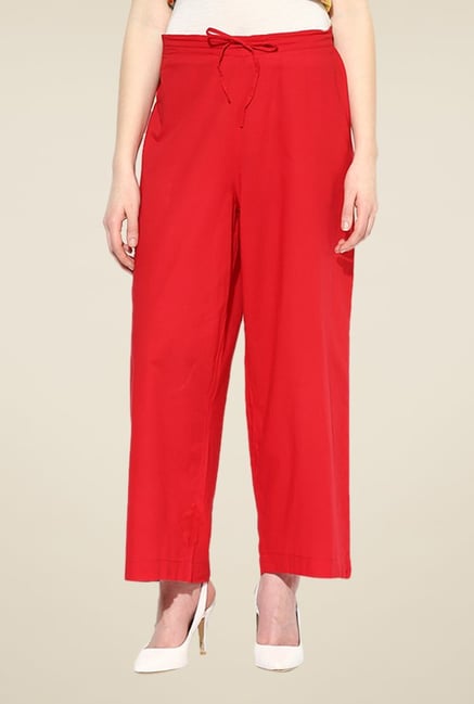 Shree Red Cotton Palazzos Shree Red Cotton Palazzos