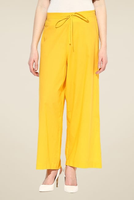 Shree Yellow Cotton Palazzos Shree Yellow Cotton Palazzos