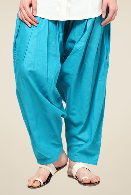 Shree Turquoise Cotton Patiala Salwar Shree Turquoise Cotton Patiala Salwar