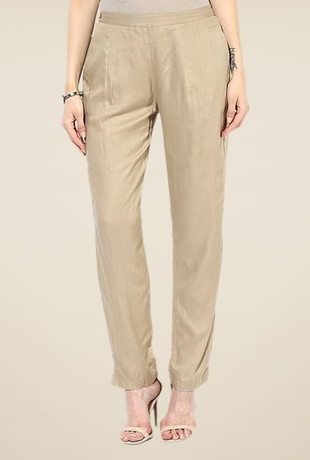 Shree Beige Rayon Trousers Shree Beige Rayon Trousers