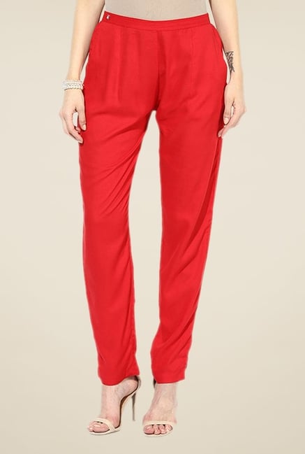 Shree Red Rayon Trousers Shree Red Rayon Trousers