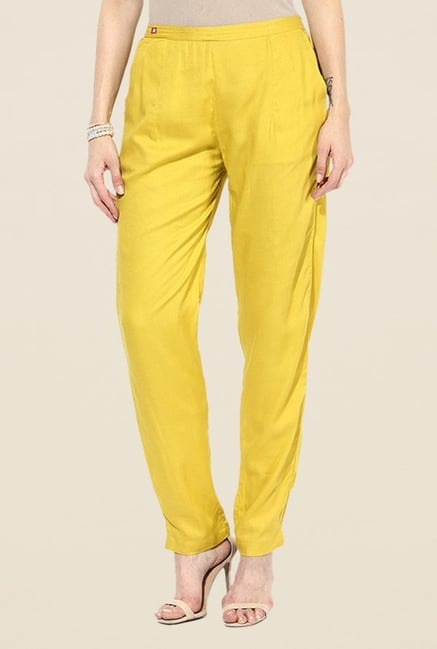 Shree Yellow Rayon Trousers Shree Yellow Rayon Trousers