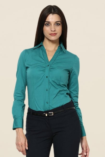 Kaaryah Turquoise Solid Shirt Kaaryah Turquoise Solid Shirt