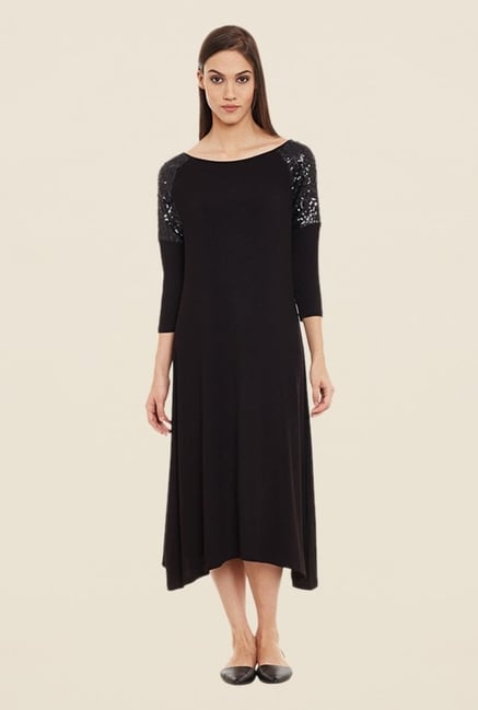 Femella Black Midi Dress Femella Black Midi Dress