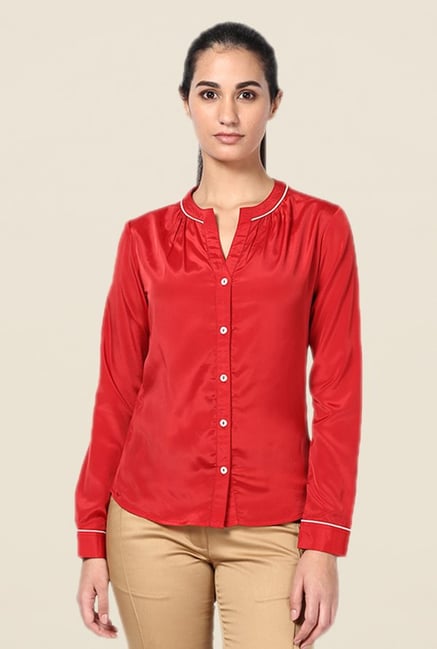 Kaaryah Red Solid Shirt Kaaryah Red Solid Shirt