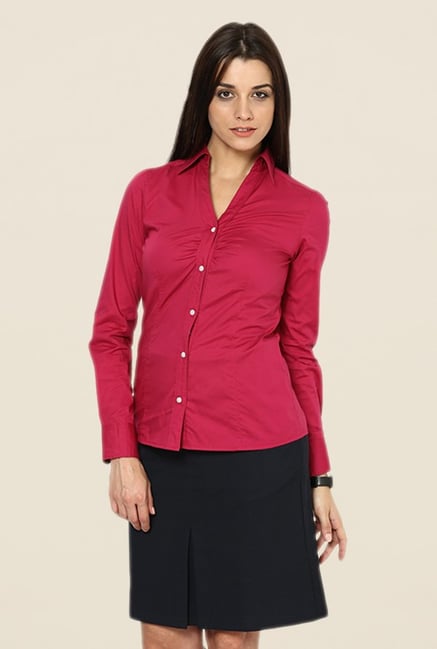 Kaaryah Magenta Solid Shirt Kaaryah Magenta Solid Shirt
