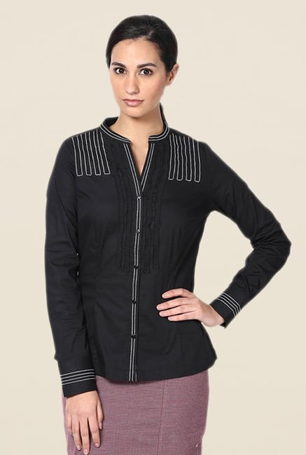 Kaaryah Black Solid Shirt Kaaryah Black Solid Shirt