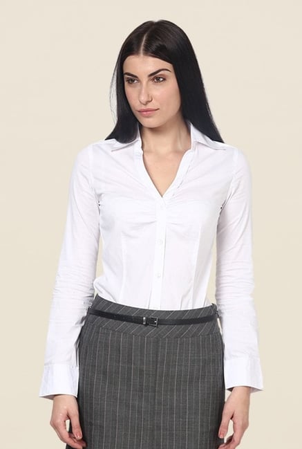 Kaaryah White Solid Shirt Kaaryah White Solid Shirt