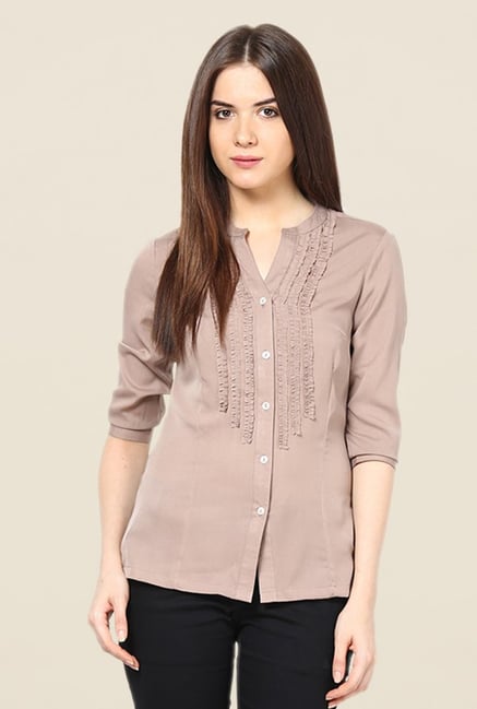 Kaaryah Beige Solid Shirt Kaaryah Beige Solid Shirt