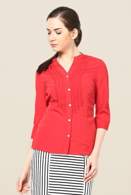 Kaaryah Red Solid Shirt Kaaryah Red Solid Shirt