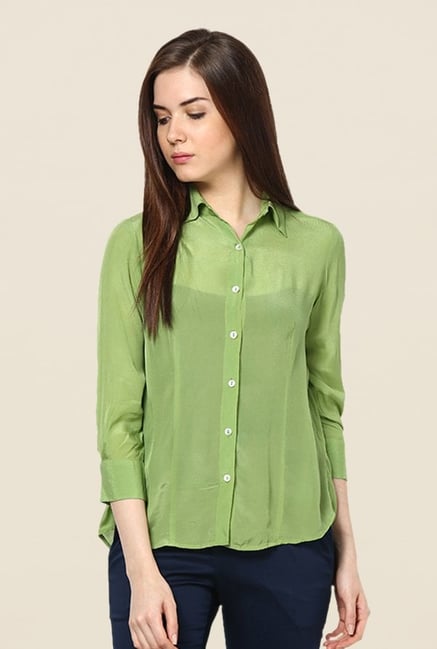 Kaaryah Green Solid Shirt Kaaryah Green Solid Shirt