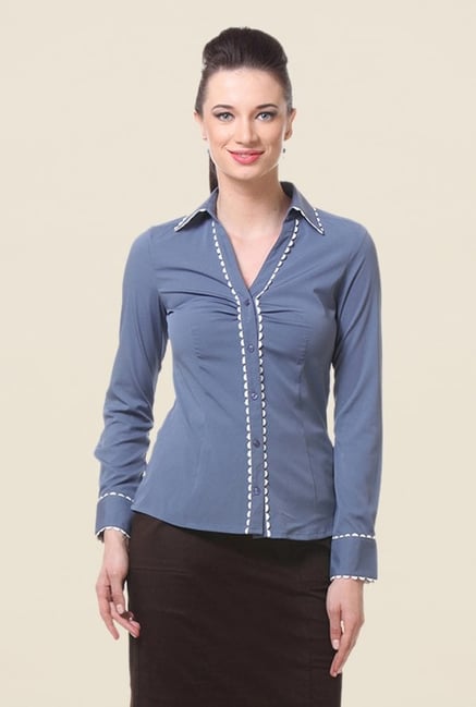 Kaaryah Grey Solid Shirt Kaaryah Grey Solid Shirt
