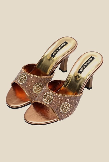 Global Step Bronze Spool Heeled Sandals Global Step Bronze Spool Heeled Sandals