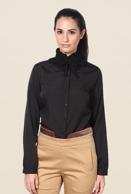 Kaaryah Black Solid Shirt Kaaryah Black Solid Shirt