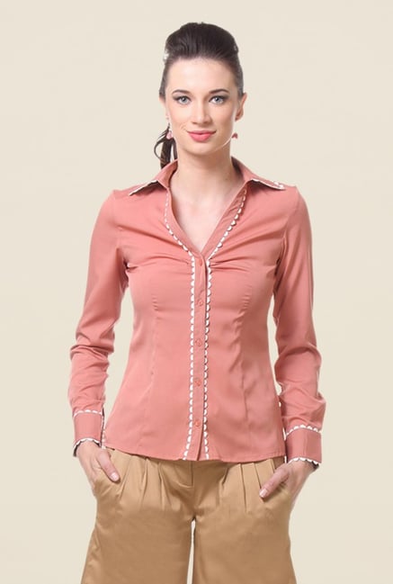 Kaaryah Blush Pink Solid Shirt Kaaryah Blush Pink Solid Shirt