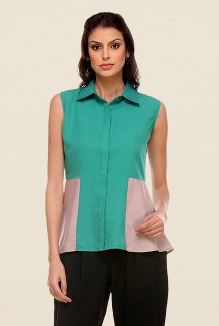 Kaaryah Turquoise Solid Shirt Kaaryah Turquoise Solid Shirt