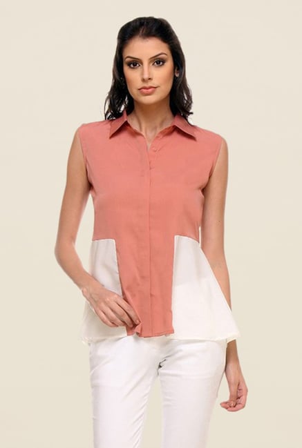 Kaaryah Blush Pink Solid Shirt Kaaryah Blush Pink Solid Shirt