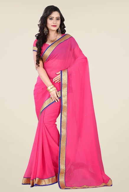 Triveni Pink Chiffon Saree Triveni Pink Chiffon Saree