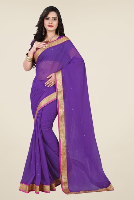 Triveni Violet Chiffon Saree Triveni Violet Chiffon Saree
