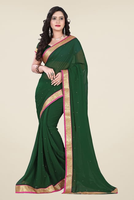 Triveni Green Chiffon Saree Triveni Green Chiffon Saree