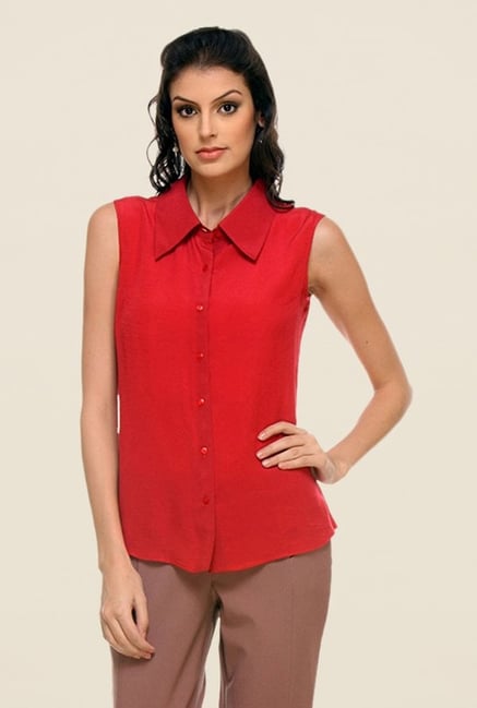Kaaryah Red Solid Shirt Kaaryah Red Solid Shirt