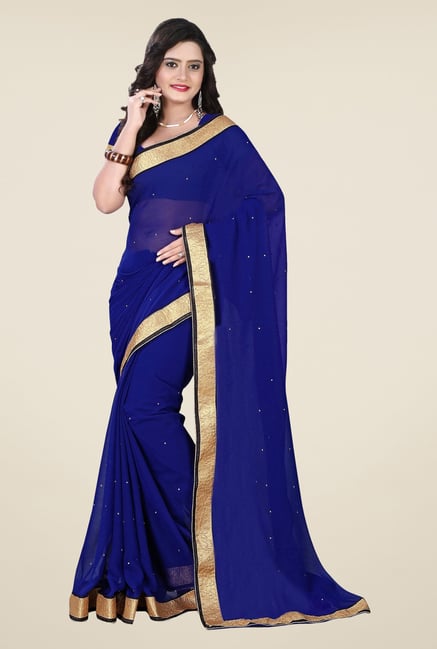 Triveni Blue Chiffon Saree Triveni Blue Chiffon Saree