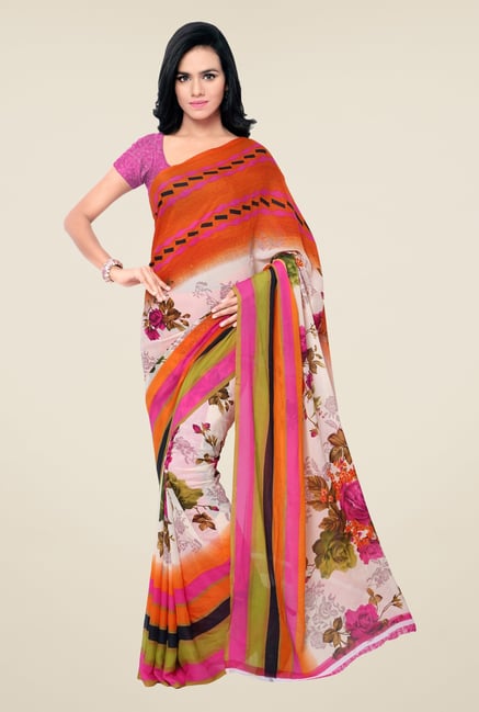 Triveni Multicolor Floral Print Faux Georgette Saree Triveni Multicolor Floral Print Faux Georgette Saree