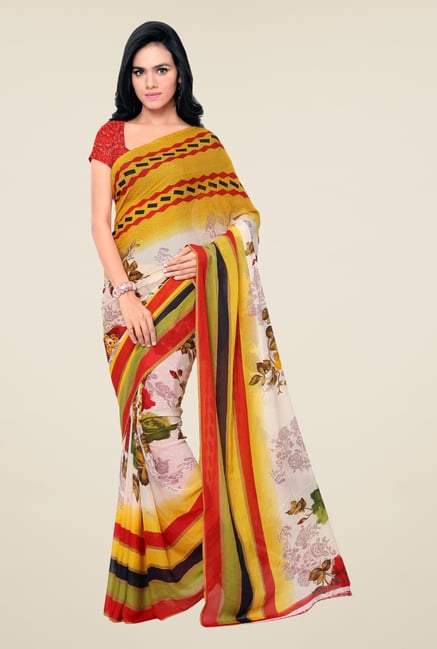 Triveni Multicolor Floral Print Faux Georgette Saree Triveni Multicolor Floral Print Faux Georgette Saree