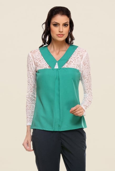 Kaaryah Turquoise Lace Shirt Kaaryah Turquoise Lace Shirt