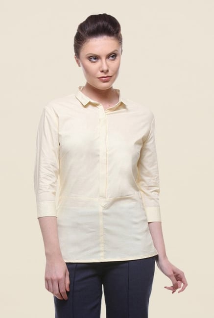 Kaaryah Yellow Solid Shirt Kaaryah Yellow Solid Shirt