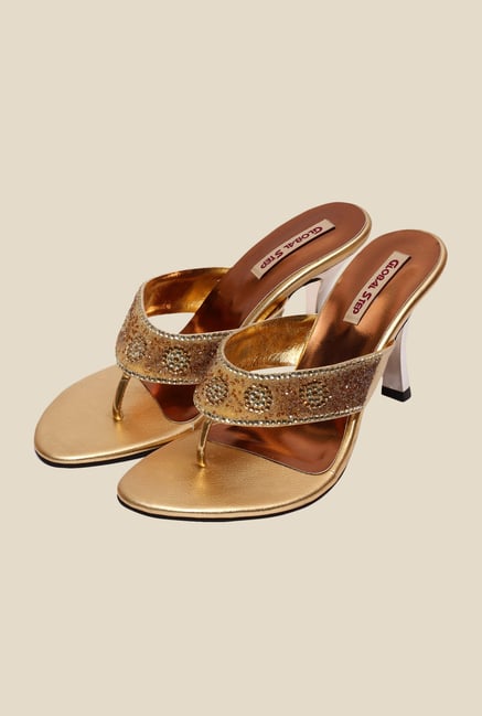 Global Step Golden Spool Heeled Thong Sandals Global Step Golden Spool Heeled Thong Sandals
