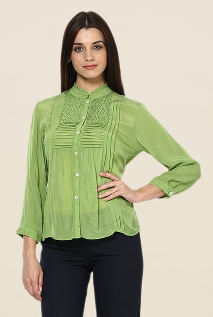 Kaaryah Green Solid Shirt Kaaryah Green Solid Shirt