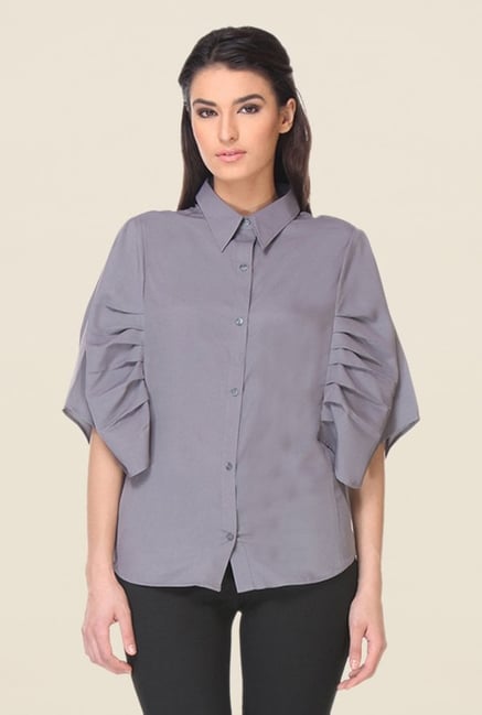 Kaaryah Grey Solid Shirt Kaaryah Grey Solid Shirt