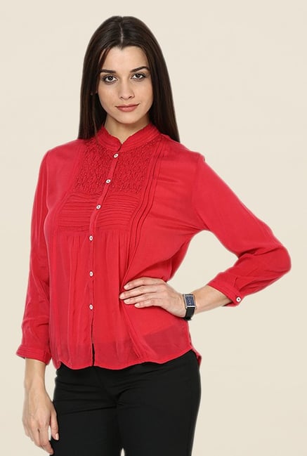Kaaryah Red Solid Shirt Kaaryah Red Solid Shirt