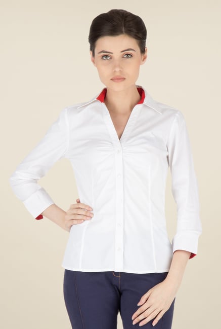 Kaaryah White Solid Shirt Kaaryah White Solid Shirt