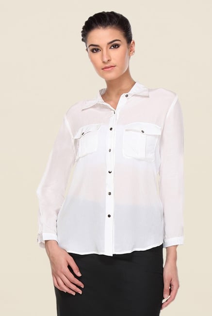 Kaaryah Off White Solid Shirt Kaaryah Off White Solid Shirt