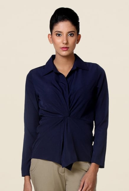 Kaaryah Navy Solid Shirt Kaaryah Navy Solid Shirt