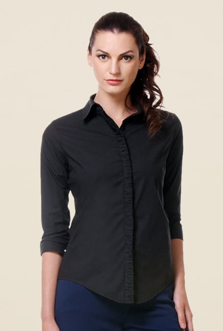 Kaaryah Black Solid Shirt Kaaryah Black Solid Shirt