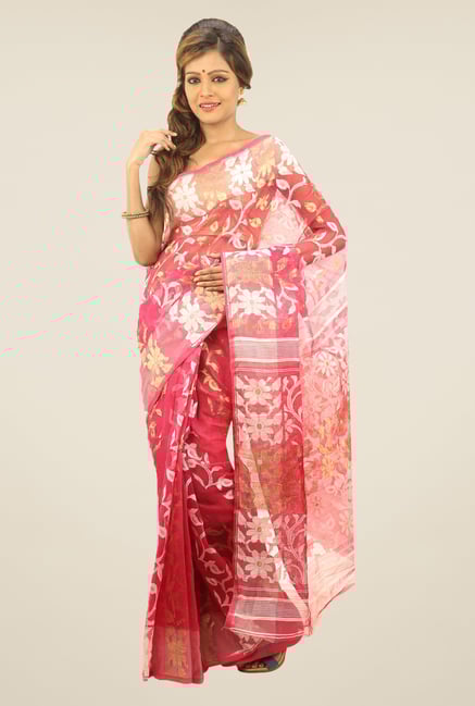 Bengal Handloom Pink Printed Silk Saree Bengal Handloom Pink Printed Silk Saree