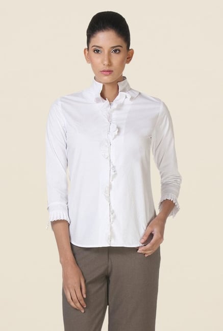Kaaryah White Solid Shirt Kaaryah White Solid Shirt