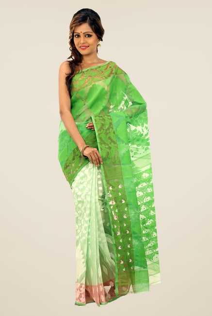 Bengal Handloom Green Printed Silk Saree Bengal Handloom Green Printed Silk Saree