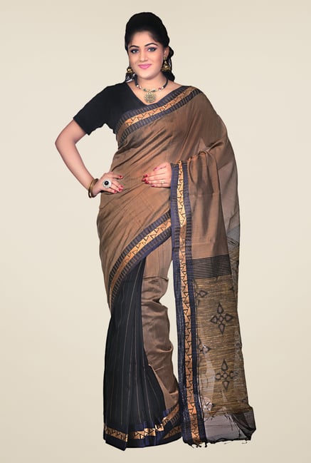 Bengal Handloom Brown Cotton Silk Printed Saree Bengal Handloom Brown Cotton Silk Printed Saree