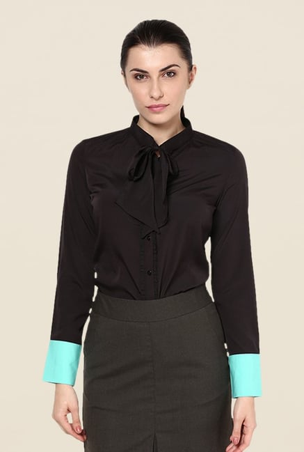 Kaaryah Black Solid Shirt Kaaryah Black Solid Shirt