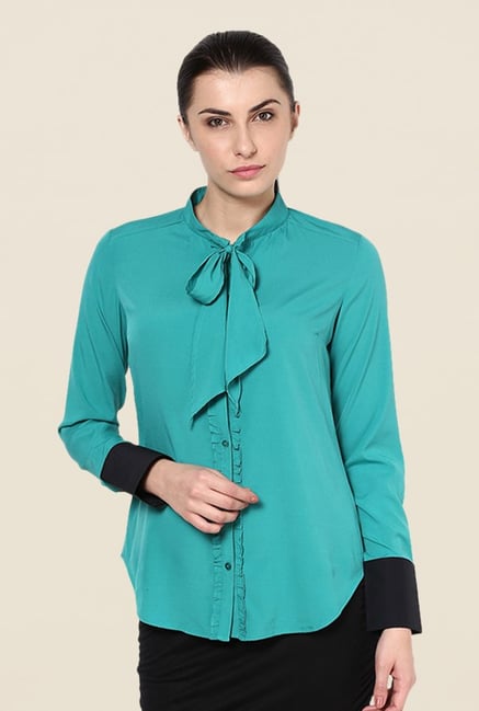 Kaaryah Turquoise Solid Shirt Kaaryah Turquoise Solid Shirt