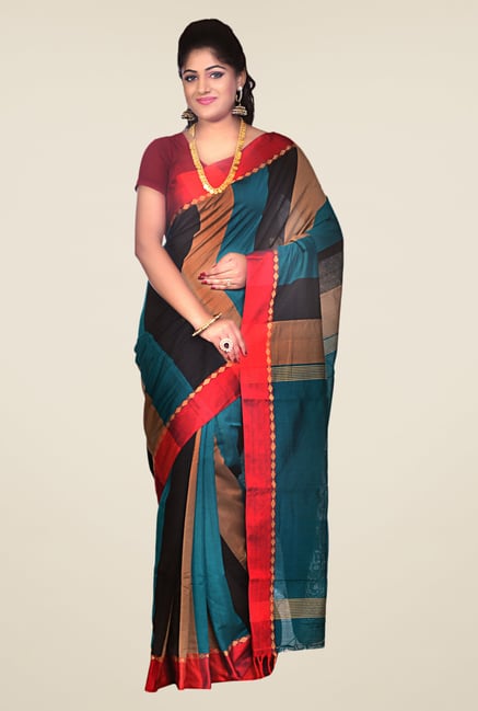 Bengal Handloom Multicolor Cotton Silk Striped Saree Bengal Handloom Multicolor Cotton Silk Striped Saree