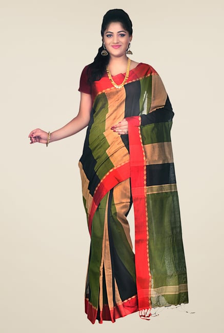 Bengal Handloom Multicolor Cotton Silk Striped Saree Bengal Handloom Multicolor Cotton Silk Striped Saree