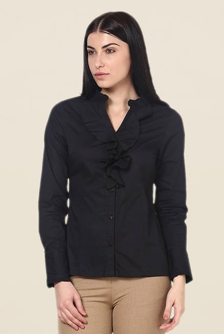 Kaaryah Black Solid Shirt Kaaryah Black Solid Shirt