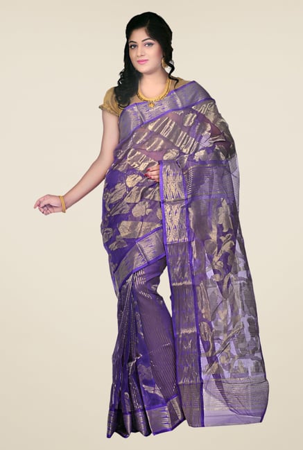 Bengal Handloom Purple Resham Silk Saree Bengal Handloom Purple Resham Silk Saree