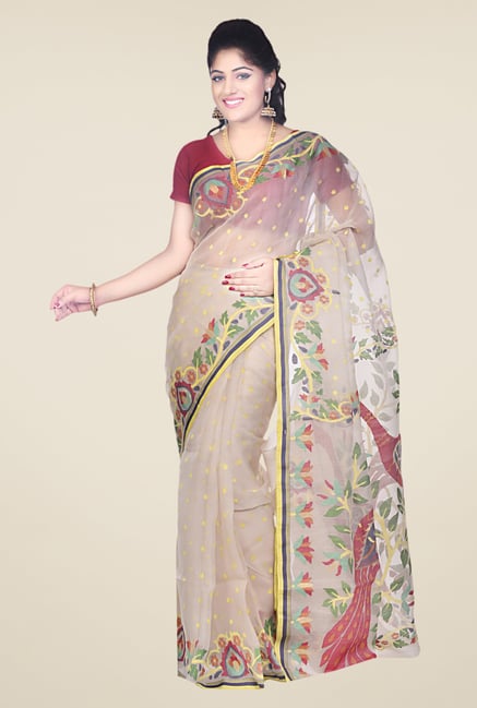 Bengal Handloom Beige Moslin Saree Bengal Handloom Beige Moslin Saree