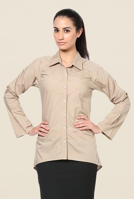 Kaaryah Beige Solid Shirt Kaaryah Beige Solid Shirt